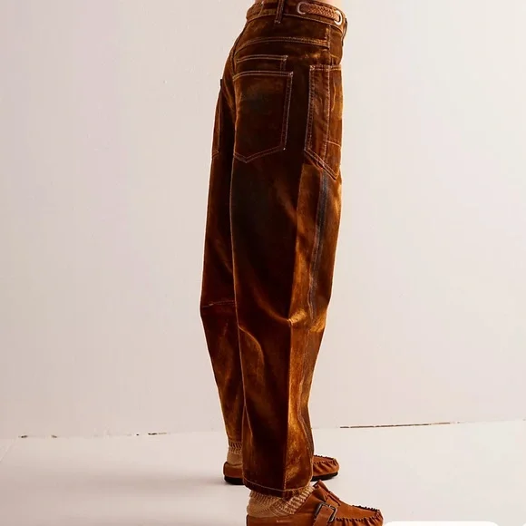 Free People Moxie Burnt Rust Barrel Pants